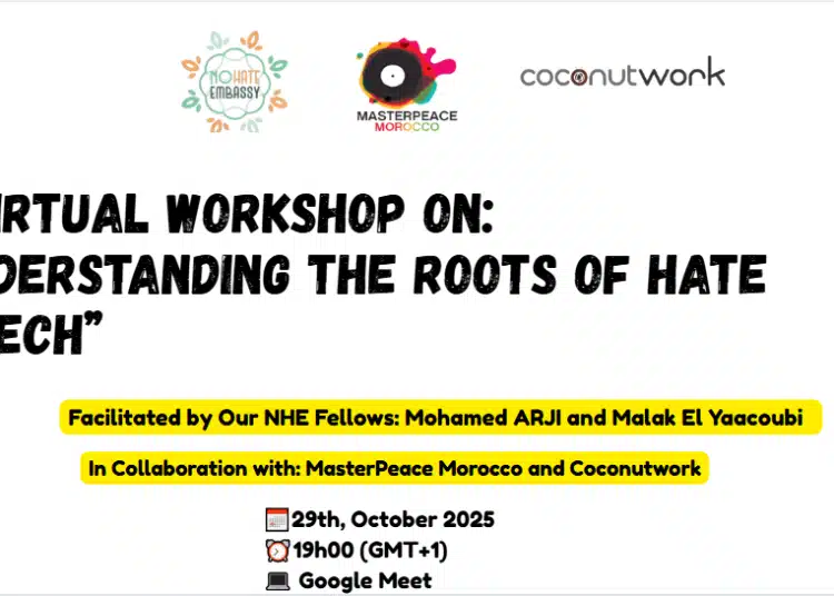 We live in a world where technology has transformed how information is used, which is sometimes used as a weapon to incite hatred between different groups. This often happens through the spread of misinformation and fake news, which reinforce existing biases and deepen divisions within communities. In this workshop, we will introduce the concept of hate speech , present the “Pyramid of Hate.” Together, we will discuss strategies to counter hate speech , illustrate how Hate Speech is represented in Morocco and its legal framework alongside reflecting on real-life scenarios to better detect its roots and effects.